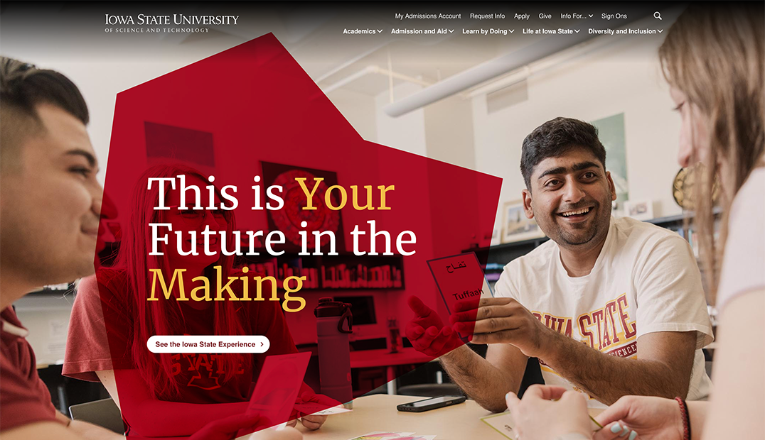 Screen capture of the Iowa State homepage.